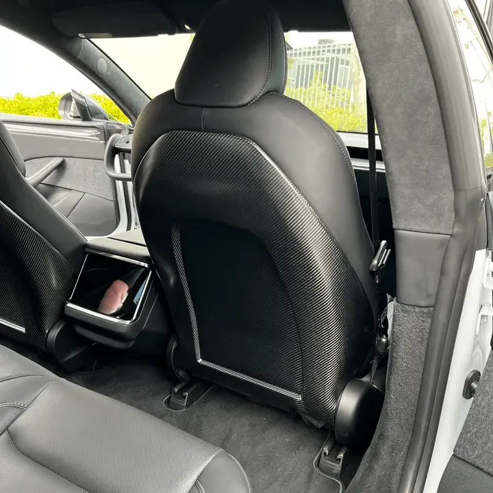 Real Molded Gloss Carbon Fiber Seat Full Back Replacements For Tesla Model S 2021-2026 1