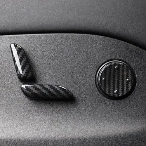 6Pcs Carbon Fiber Style Memory Seat Control Button Covers For Tesla Model X 2015-2021 1