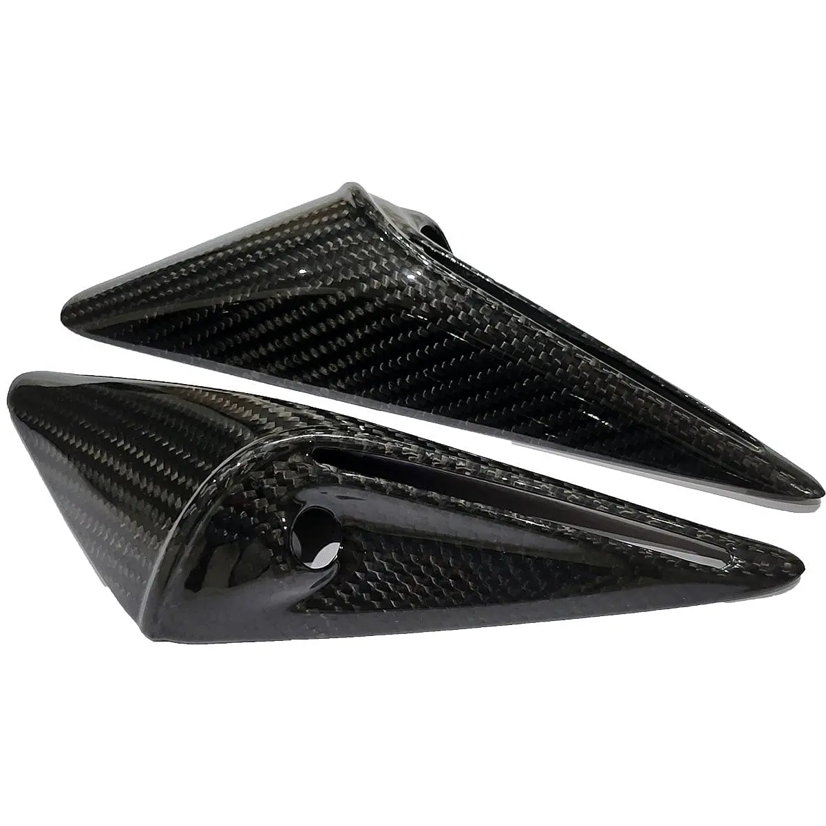 Real Molded Gloss Carbon Fiber Side Marker Turn Signal Camera Overlay Covers For Tesla Model S Hw4 2023-2026 1