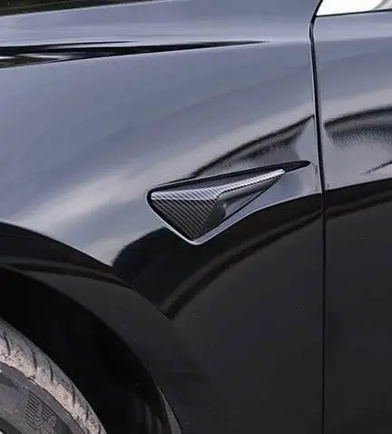 Real Molded Carbon Fiber Side Marker Turn Signal Overlay Half Covers For Tesla Model S 2014-2020 2