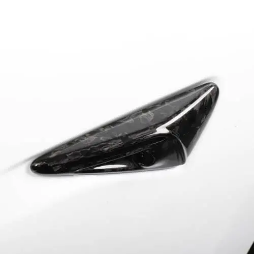 Real Molded Forged Carbon Fiber Side Marker Turn Signal Camera Overlay Covers For Tesla Model X 2022-2026 1