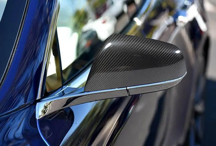 Real Molded Gloss Carbon Fiber Side Mirror Overlay Covers For Tesla Model S 2014-2020 1