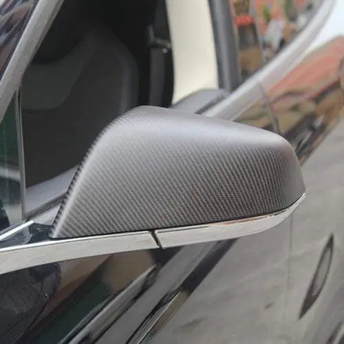Real Molded Matte Carbon Fiber Side Mirror Overlay Covers For Tesla Model X 2022-2026 1