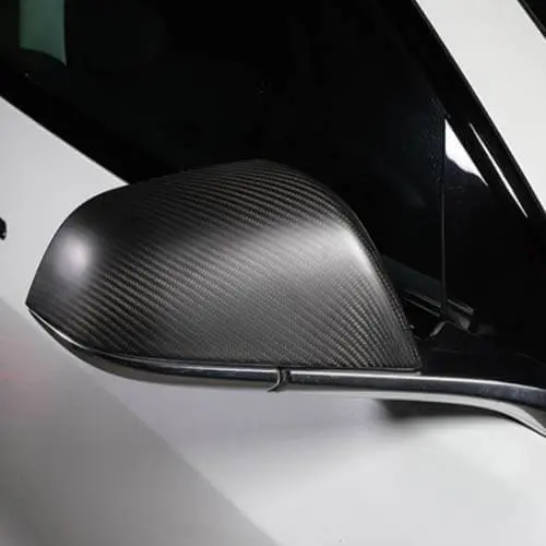 Real Molded Matte Carbon Fiber Side Mirror Overlay Covers For Tesla Model 3 2017-2023 1