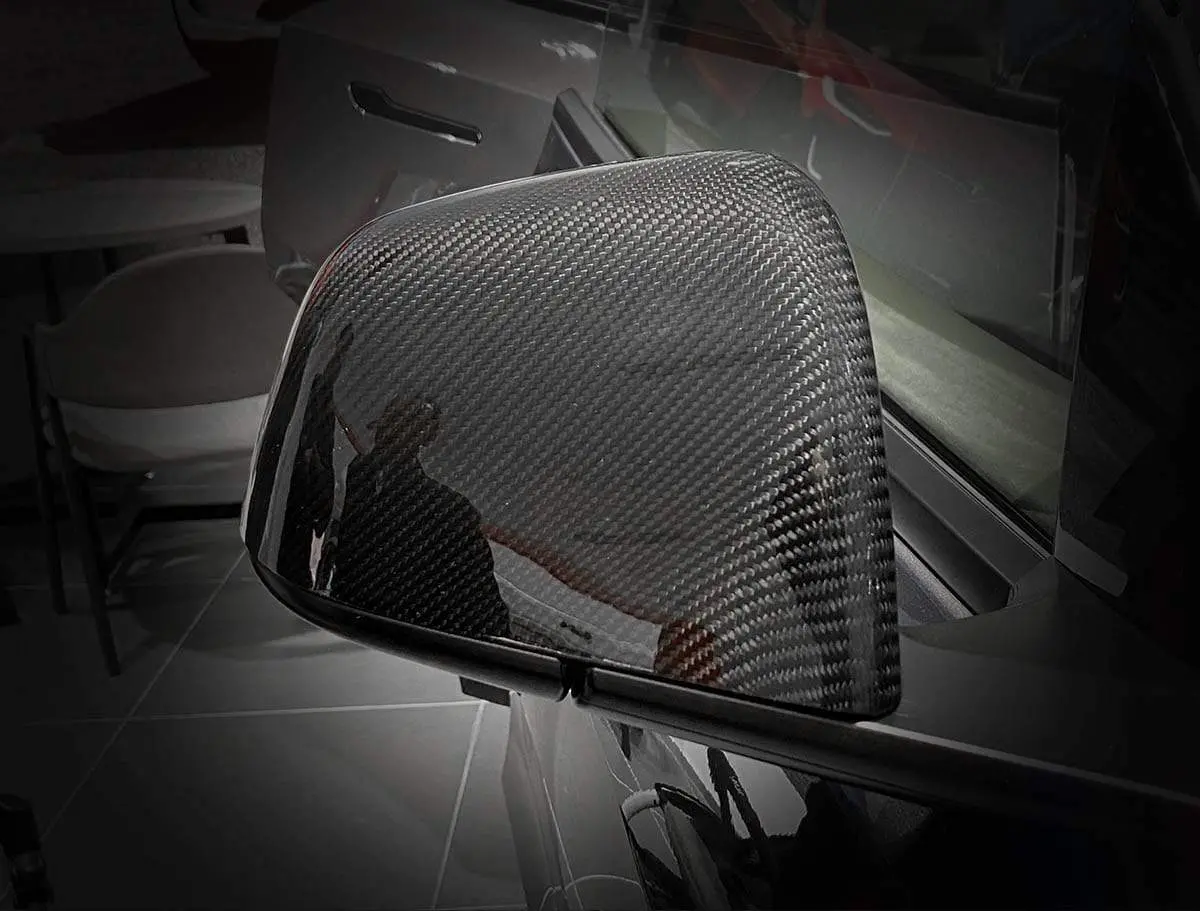 Real Molded Gloss Carbon Fiber Side Mirror Overlay Covers For Tesla Model Y 2020-2026 1