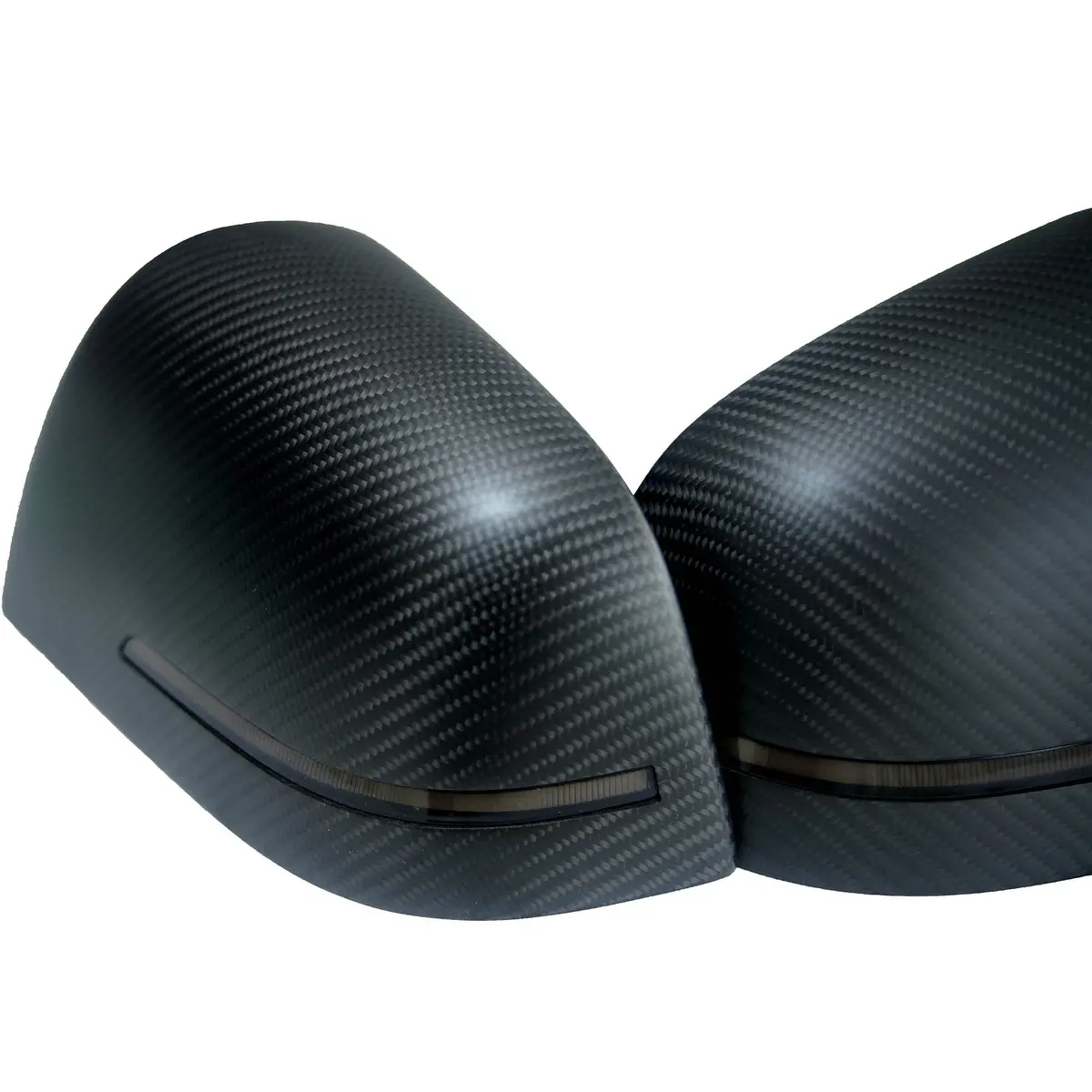 Real Matte Carbon Fiber Replacement Side Mirror Covers With Sequential Turn Signals For Tesla Model Y 2020-2026 1