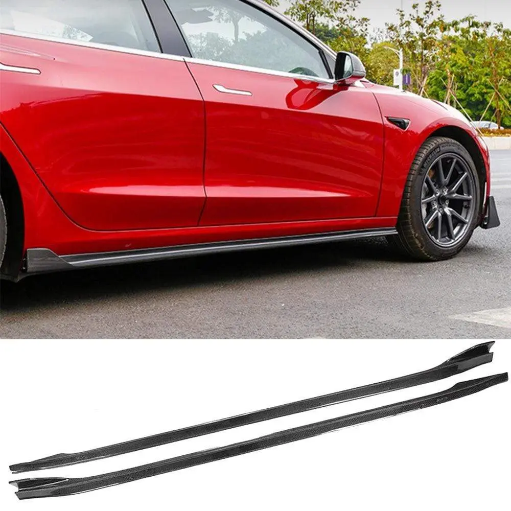 Real Carbon Fiber Side Skirts For Tesla Model 3 2017-2023 1