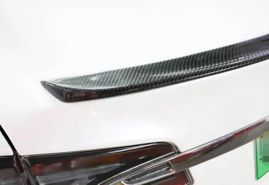 Carbon Fiber Effect Gloss Wing Spoiler Raised Back For Tesla Model S 2012-2020 1