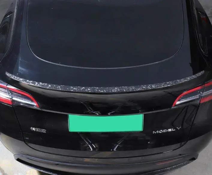 Real Molded Gloss Forged Carbon Fiber Performance Wing Spoiler Tesla Model Y 2020-2025 Pre-Juniper 1