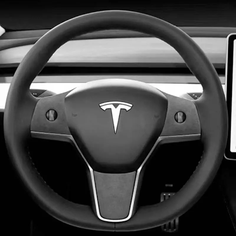 Alcantara Steering Wheel Overlay Covers For Tesla Model Y 2020-2026 1