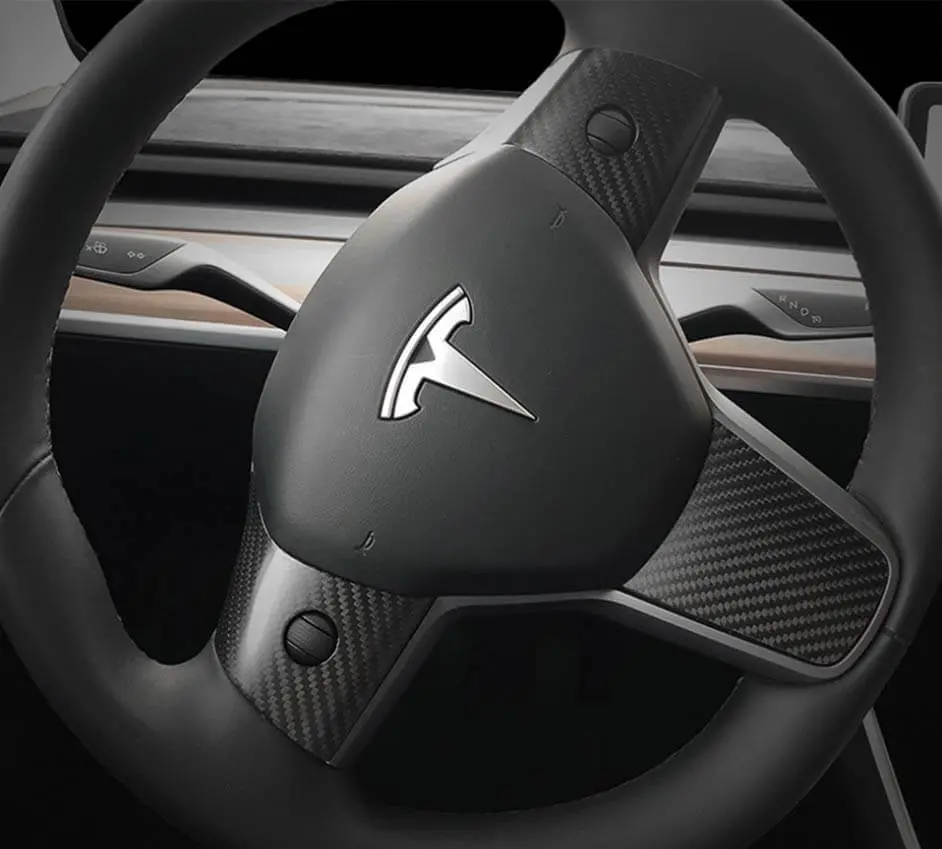 3Pcs Real Molded Matte Carbon Fiber Steering Wheel Overlay Trims For Tesla Model Y 2020-2026 1
