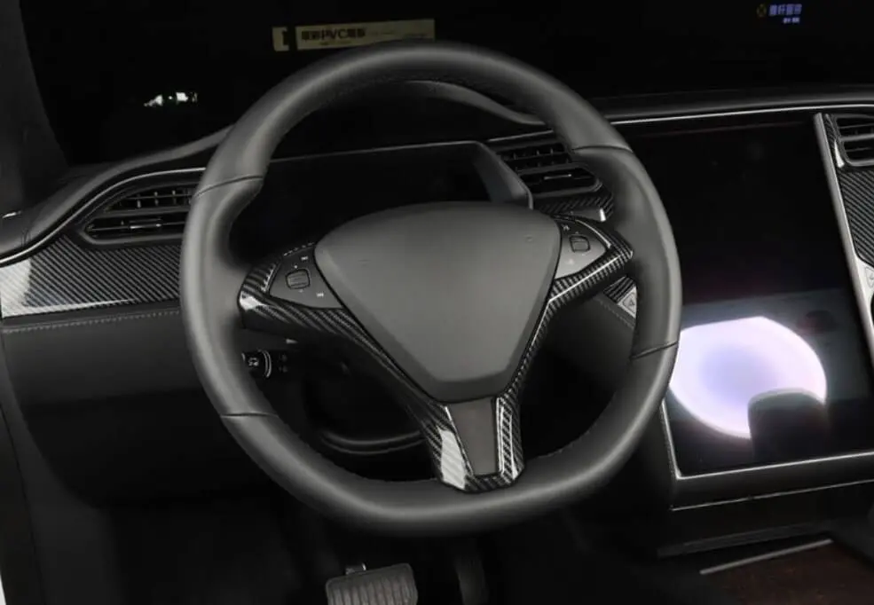 Carbon Fiber Effect Steering Wheel Overlay Cover For Tesla Model X 2015-2021 1