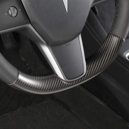 Real Molded Carbon Fiber Lower Steering Wheel Overlay For Tesla Model Y 2020-2026 1