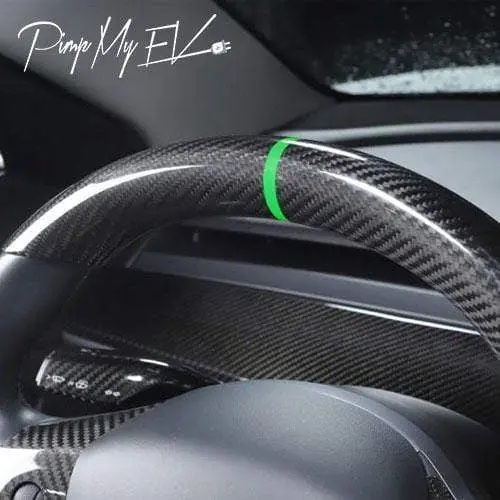Real Molded Carbon Fiber Top Steering Wheel Overlay For Tesla Model 3 2017-2023 1