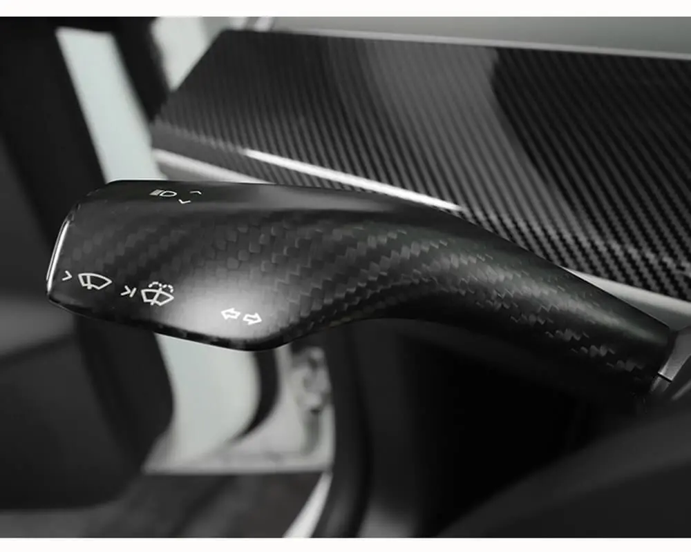 Real Molded Carbon Fiber Wiper And Driving Shift Switch Overlay Covers For Tesla Model Y 2020-2026 1
