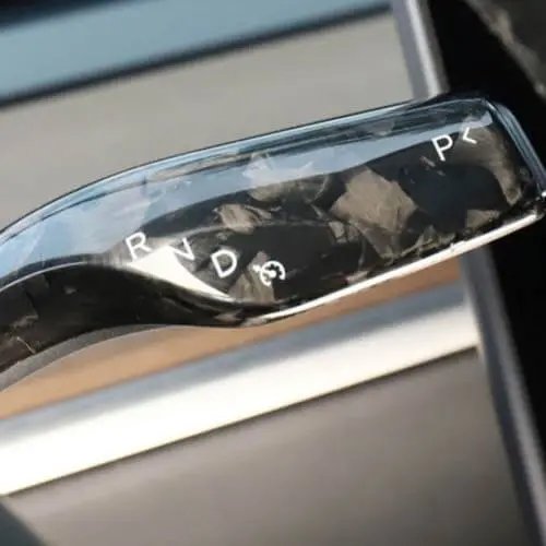 Real Molded Gloss Forged Carbon Fiber Turn Signal And Gear Stalk Overlay Covers For Tesla Model 3 2017-2023 1