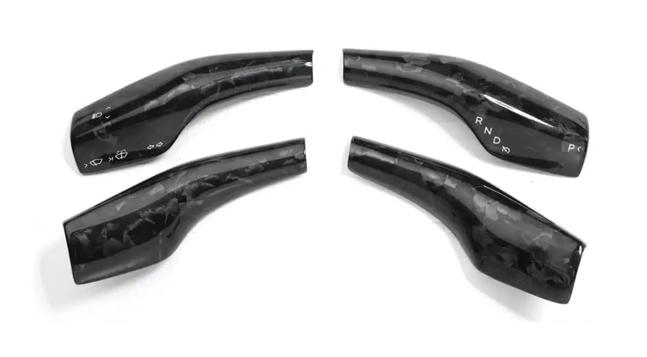 Real Molded Forged Carbon Fiber Wiper & Shift Stalk Overlay Covers For Tesla Model 3 V2 2017-2023 2