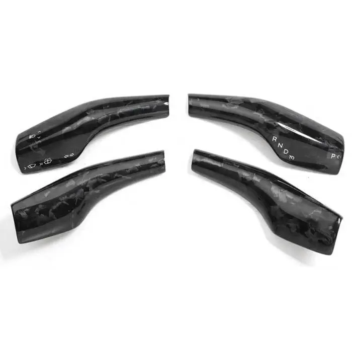 Real Molded Forged Carbon Fiber Wiper & Shift Stalk Overlay Covers For Tesla Model Y V2 2020-2026 1