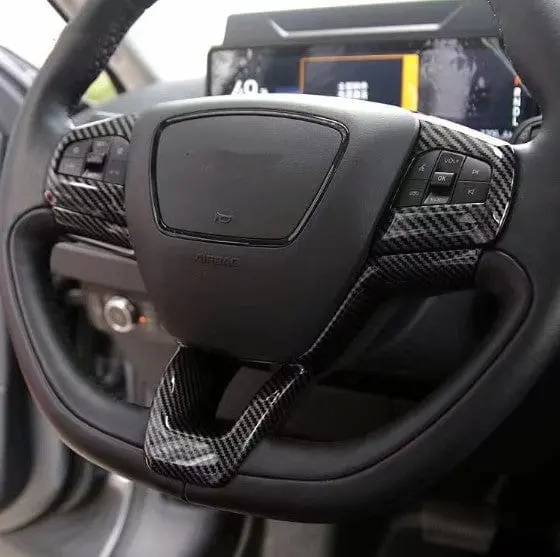 Steering Wheel Carbon Fiber Effect Overlay For Ford Mustang Mach-E 2021-2026 1