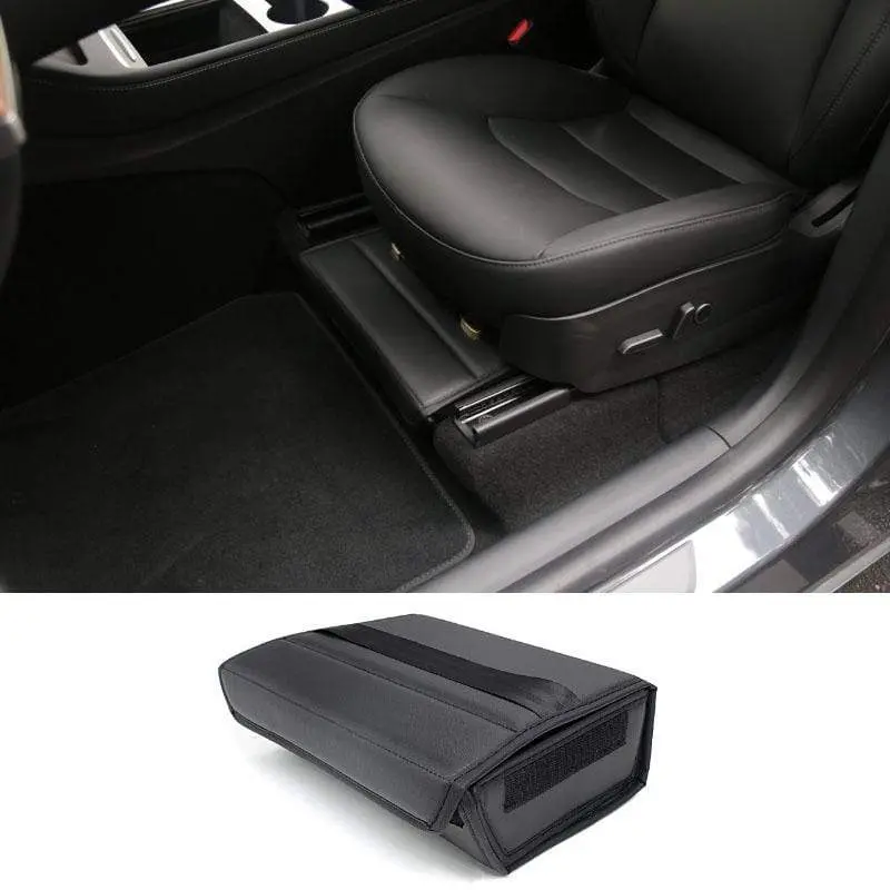 Vegan Leather Passenger Seat Storage Box For Tesla Model Y 2021-2026 1