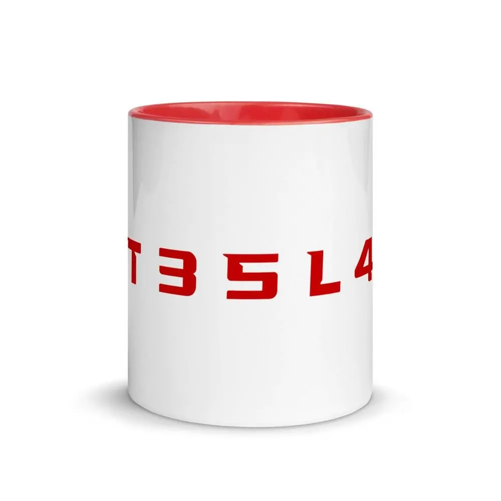 Tesla T35l4 White Ceramic Mug With Colors Inside  For Tesla Enthusiasts 1