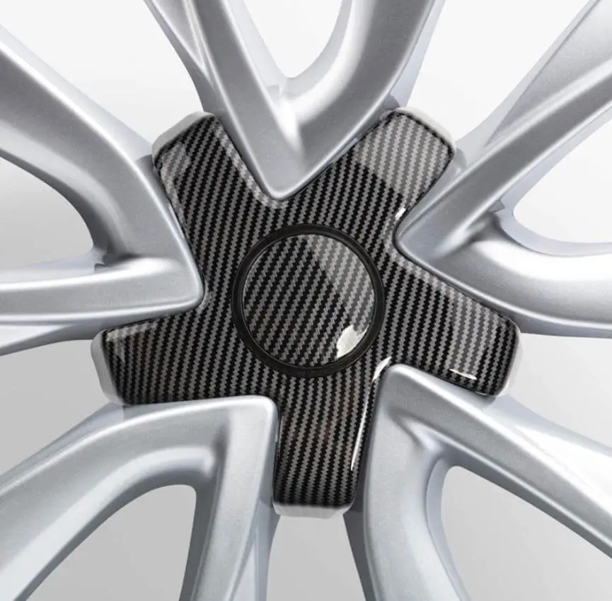 Carbon Fiber Effect Claw Center Wheel Caps 57Mm Crown For Tesla Model 3 2017-2020 2