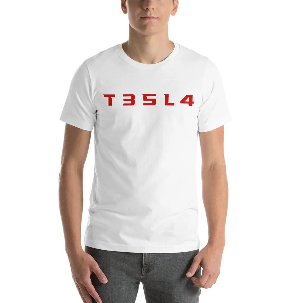T35l4 Bold Short Sleeve Unisex T-Shirt For Tesla Enthusiasts 3