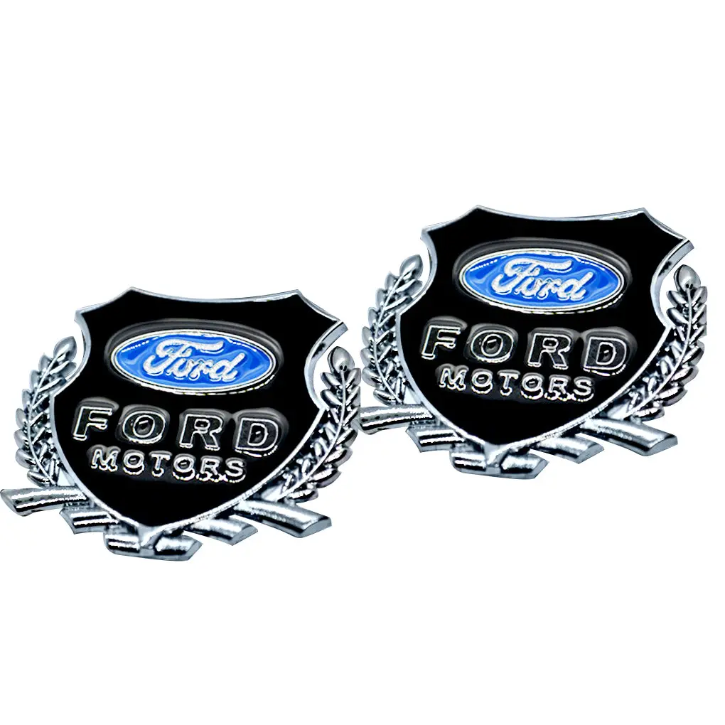 2Pcs Ford Car Badge Decal Car Logo Chrome Emblem Sticker Gold/Silver 1