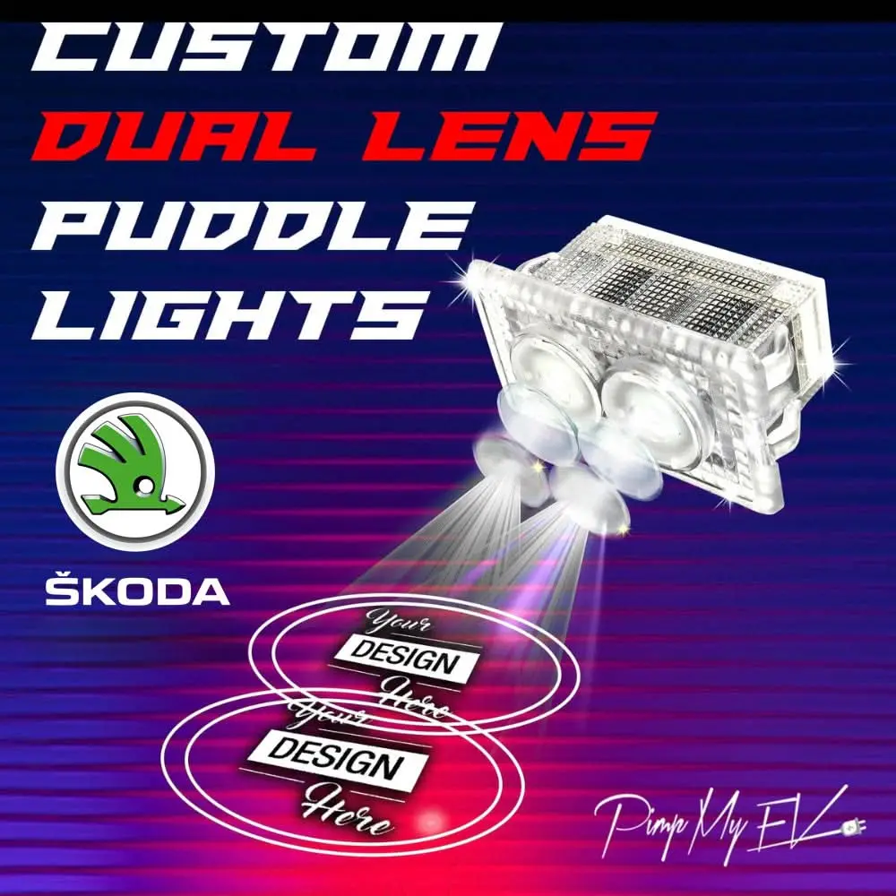 Custom Dual Lens Led Courtesy Door Projector Puddle Lights For Skoda 1