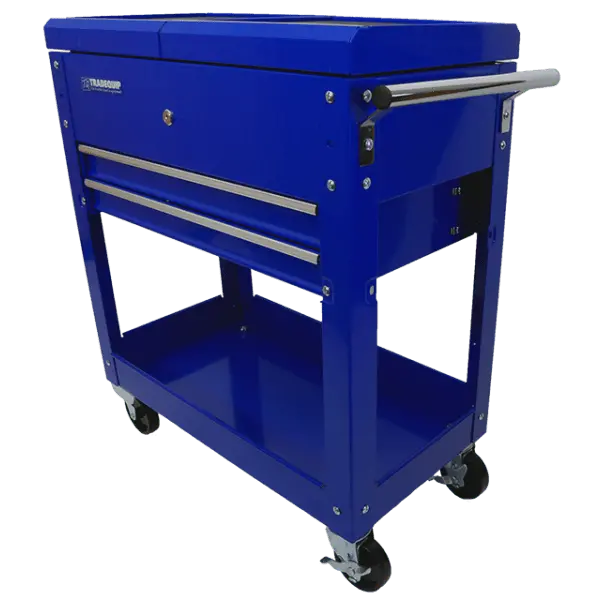 Tradequip 2 Drawer Lockable Sliding Top Workshop Trolley 1