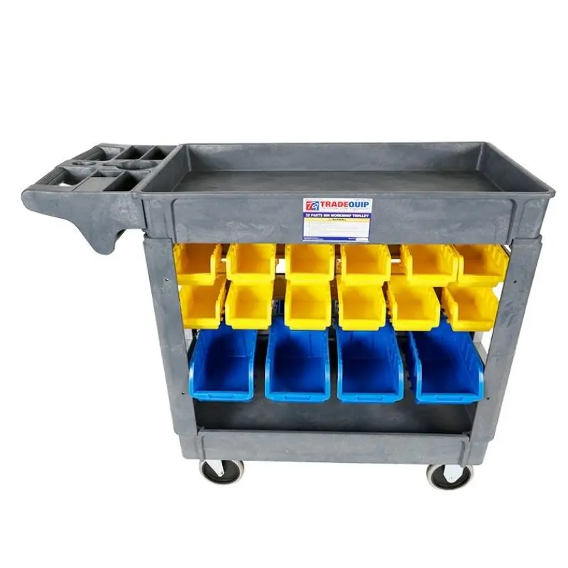 Tradequip 30 Parts Bins Polymer Workshop Trolley 1