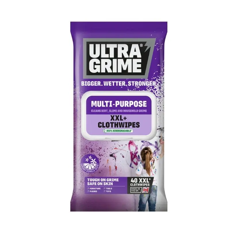 Ultragrime Life Xxl+ Multi-Purpose Pomelo Cloth Wipes 40 Huge Wipes 1