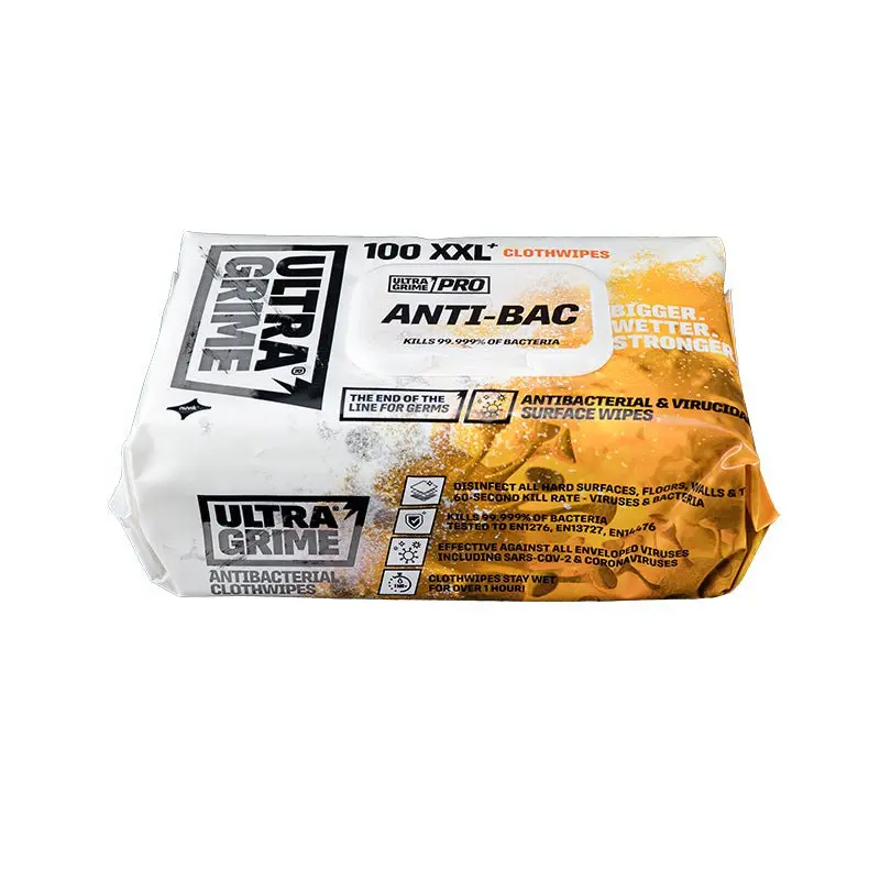 Ultragrime Pro Xxl+ Antibacterial Cloth Wipes 100 Huge Wipes 1