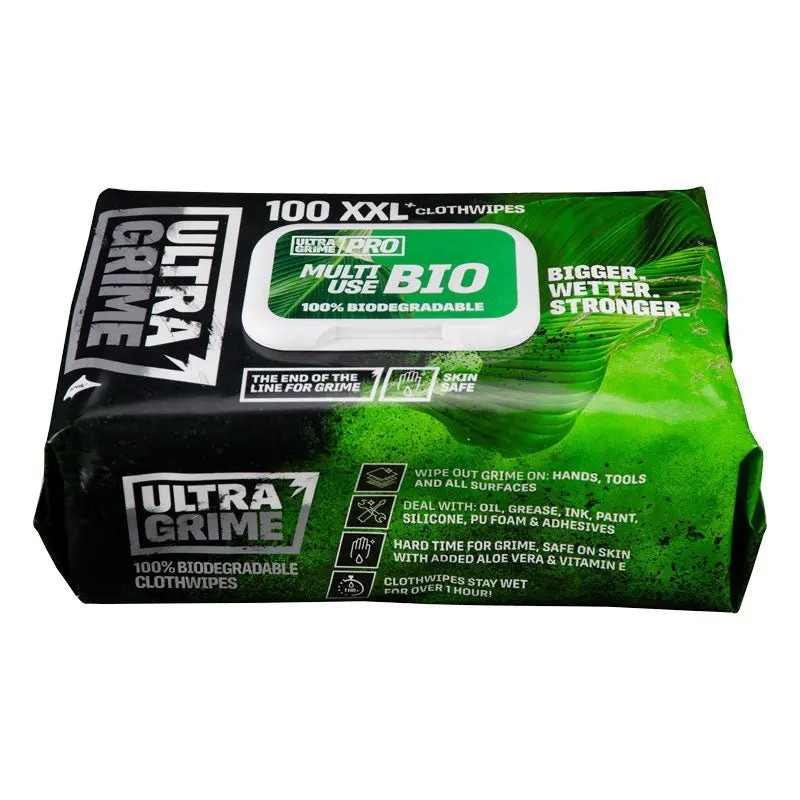Ultragrime Pro Xxl+ Biodegradable Industrial Wipes 100 Huge Wipes 1