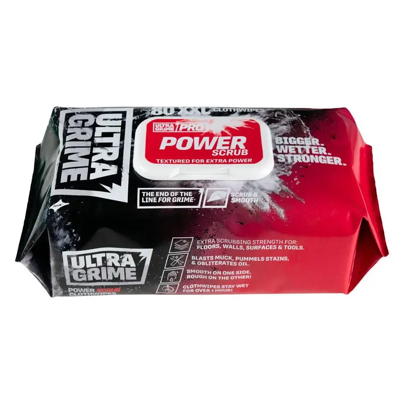 Ultragrime Pro Xxl+ Power Scrub Industrial Wipes 80 Huge Wipes 1