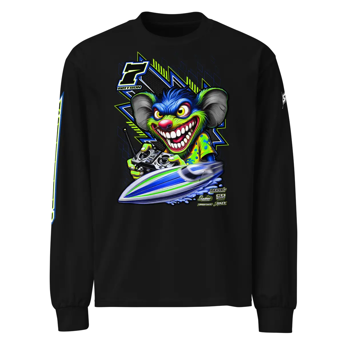 Custom Designed Men’S Premium Heavyweight Long Sleeve Tee For Rc Boat Enthusiasts! 1