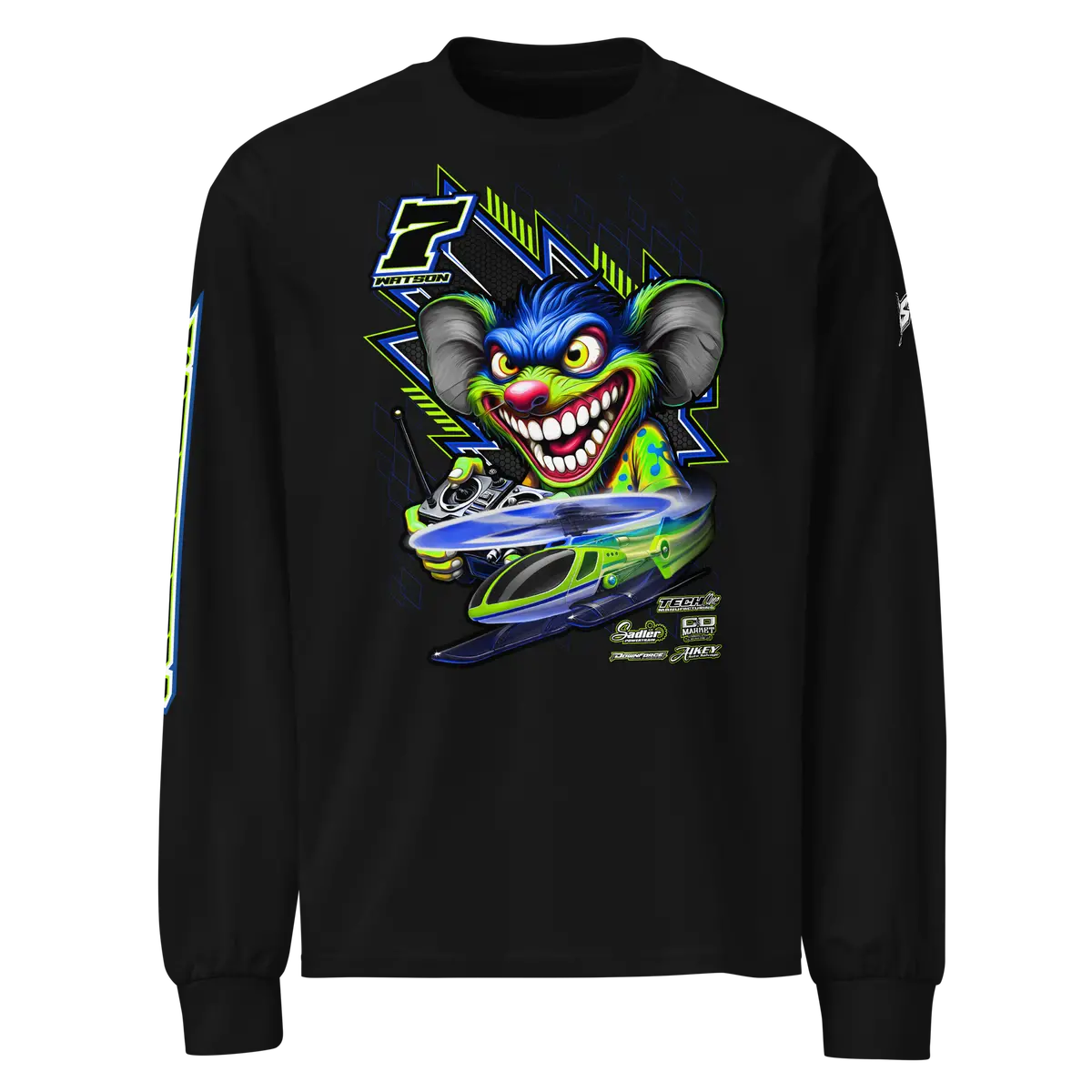 Custom Designed Men’S Premium Heavyweight Long Sleeve Tee For Rc Helicopter Enthusiasts 1