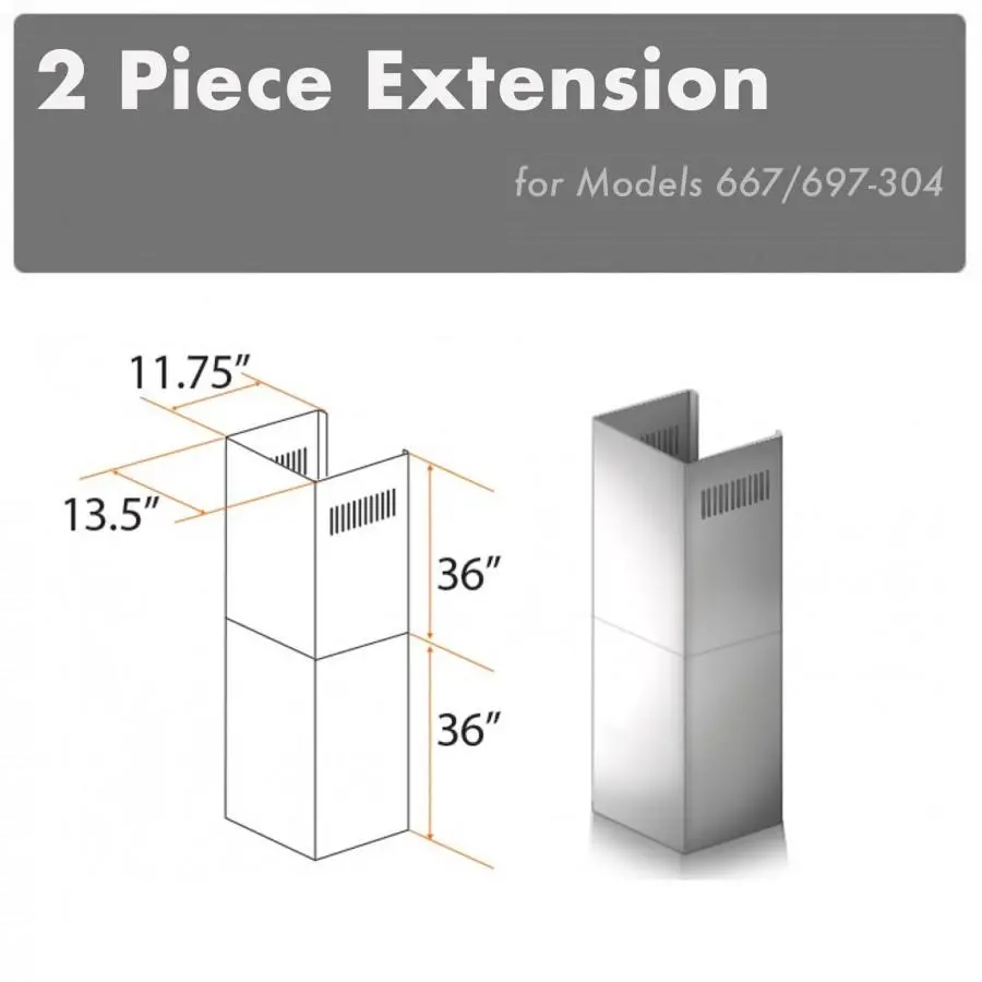 Z-Line Range Hood Accessories Model 2Pcext-667/697-304 1