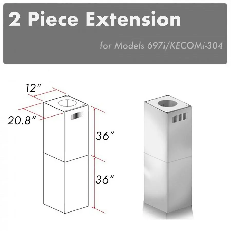 Z-Line Range Hood Accessories Model 2Pcext-697I/Kecomi-304 1