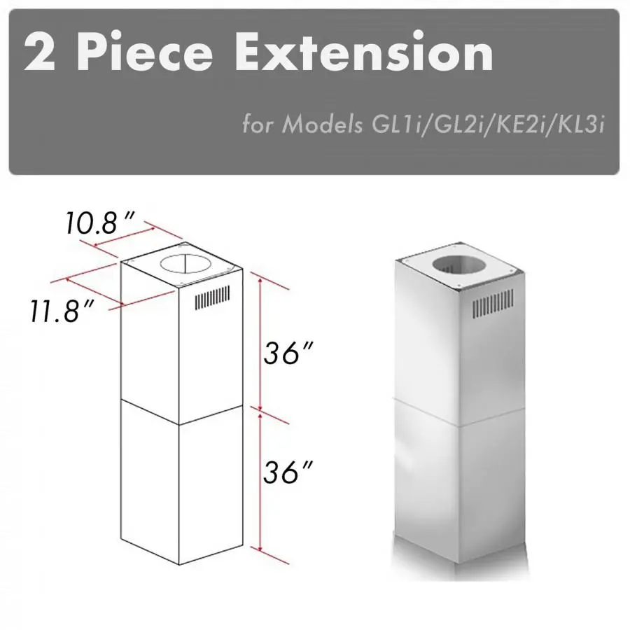 Z-Line Range Hood Accessories Model 2Pcext-Gl1i/Gl2i/Ke2i/Kl3i 1